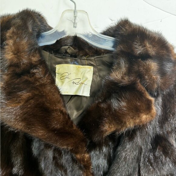 TheRoom Vintage 80s Mink Fur Coat Long Quality Dark Brown Pocket Jacket Shawl 12 - Picture 6 of 16